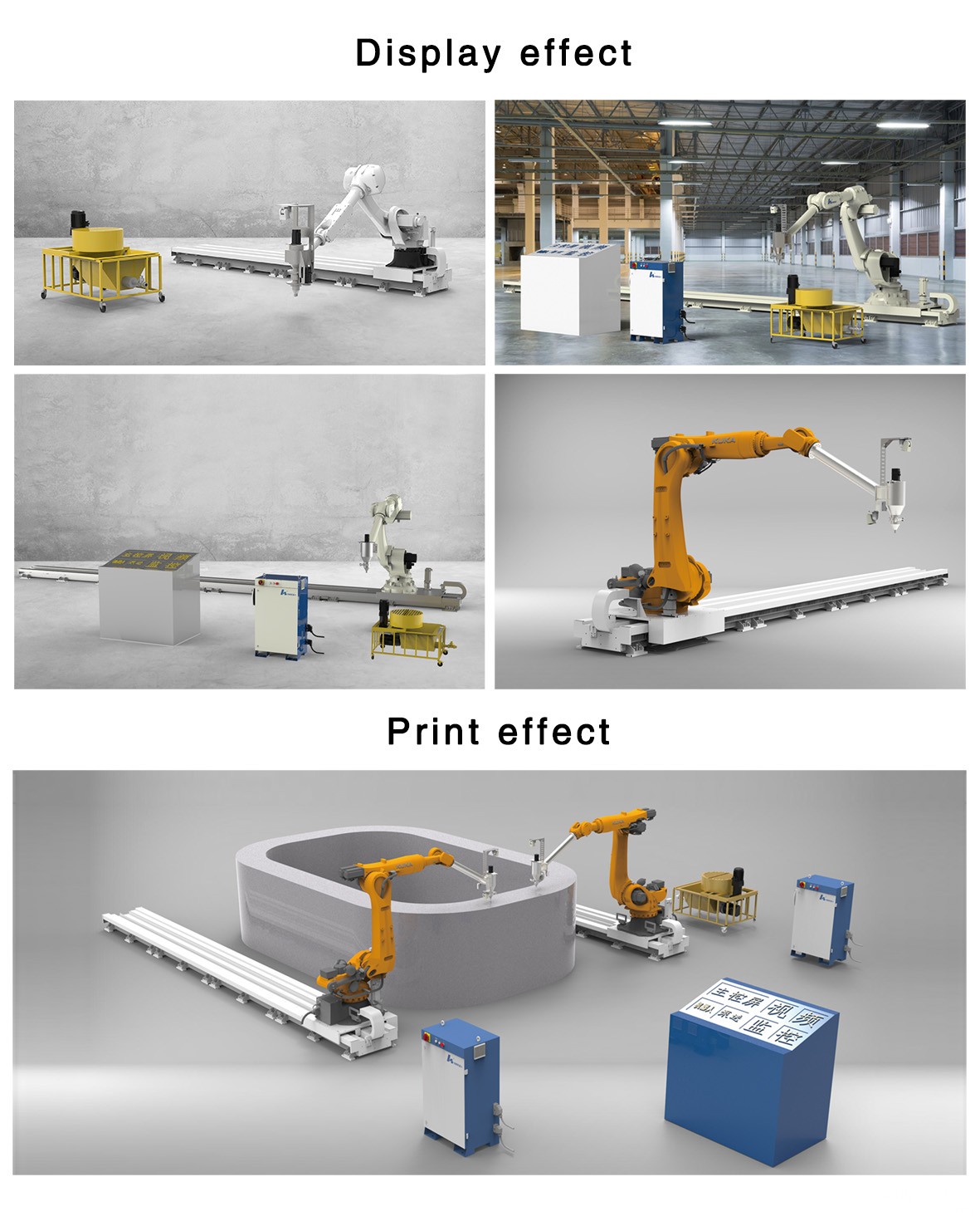 3D concrete printing robots, equipment and low-carbon materials